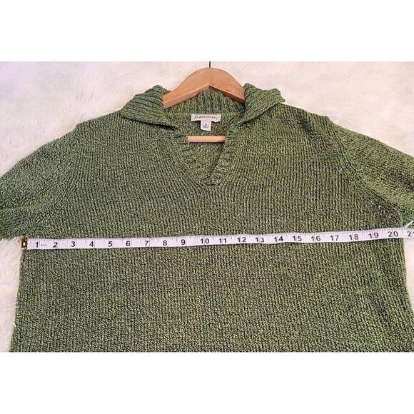 ST‎ JOHNS BAY XL Womens Sweater Forest Green Knit Long Sleeve V Neck Collared - Picture 4 of 8